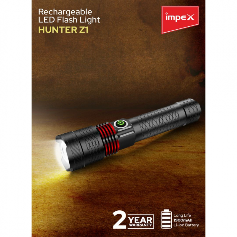 Impex Rechargeable LED Flash Light | HUNTER Z1